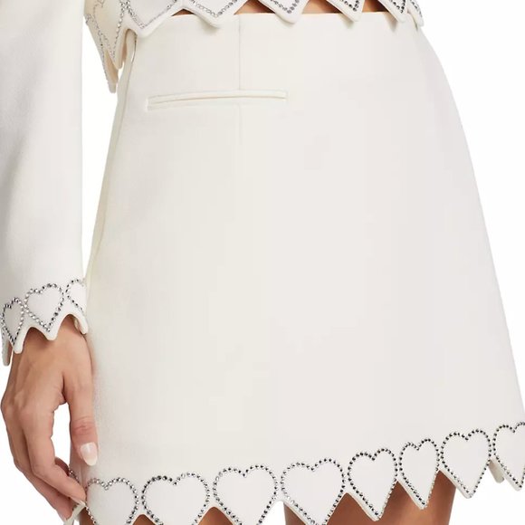 Mach & Mach Crystal Hearts Wool Miniskirt - Picture 1 of 5